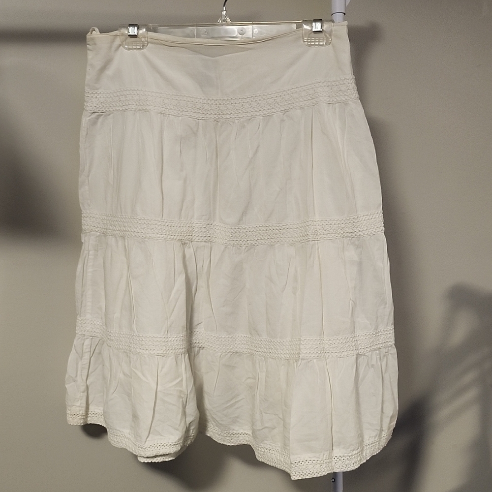 Cream A-Line Skirt Women Size 6 Classic Neutral Casual Office Boho